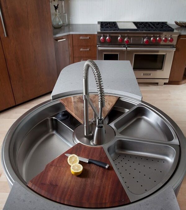 Rotating Sink With Cutting Board and Colander